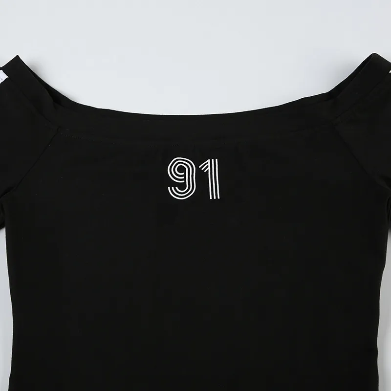 Sporty Print Long Sleeve T shirt Women-3