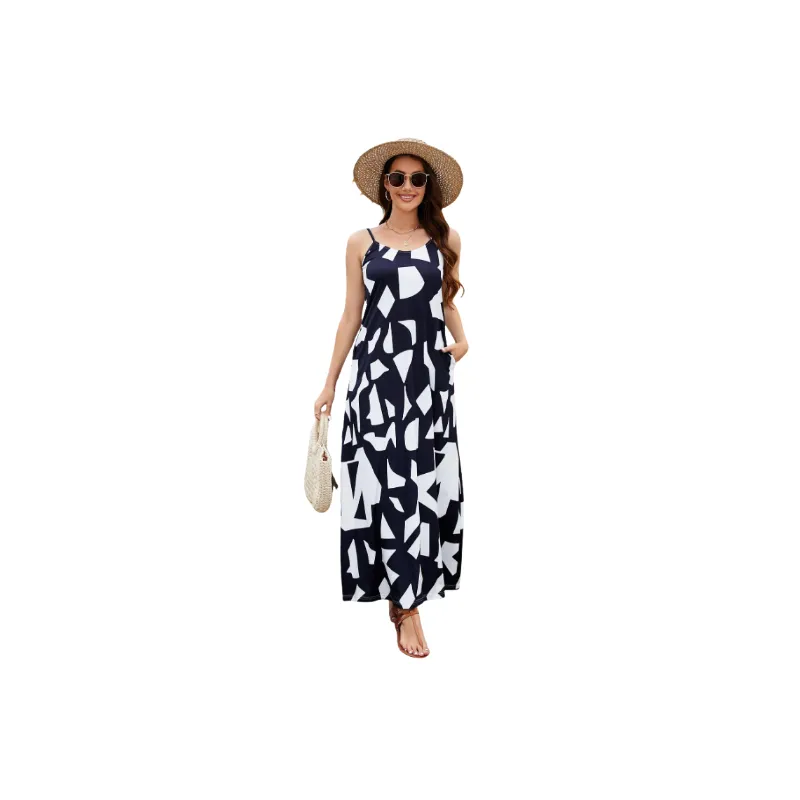Casual Ditsy Flora Polyester Slip Dress Women-4