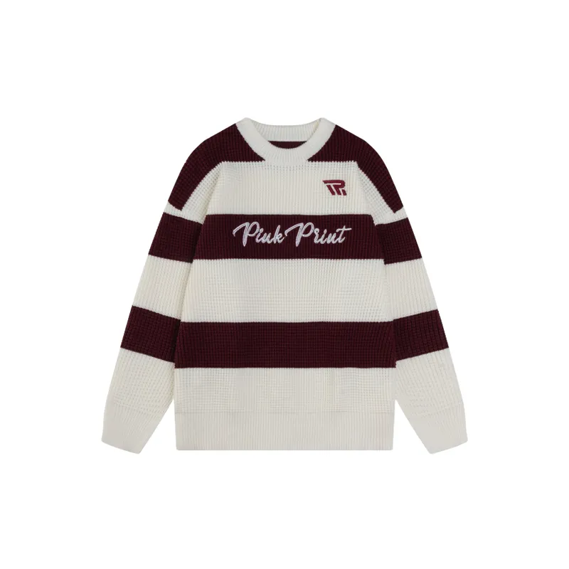 Striped Loose Cotton Blended Fabric Sweater-4