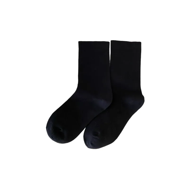 Retro Contrast Color 100% Cotton Mid Calf Sock-1