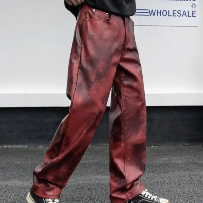 Fashion Loose Leather Pants-1