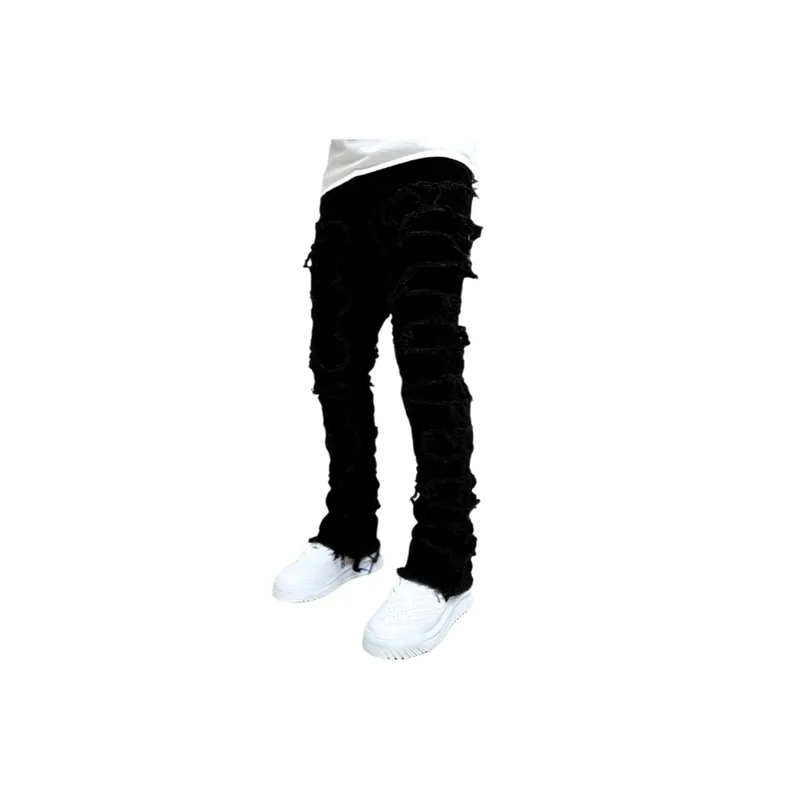 Stretch Patch Denim Straight Pants-4
