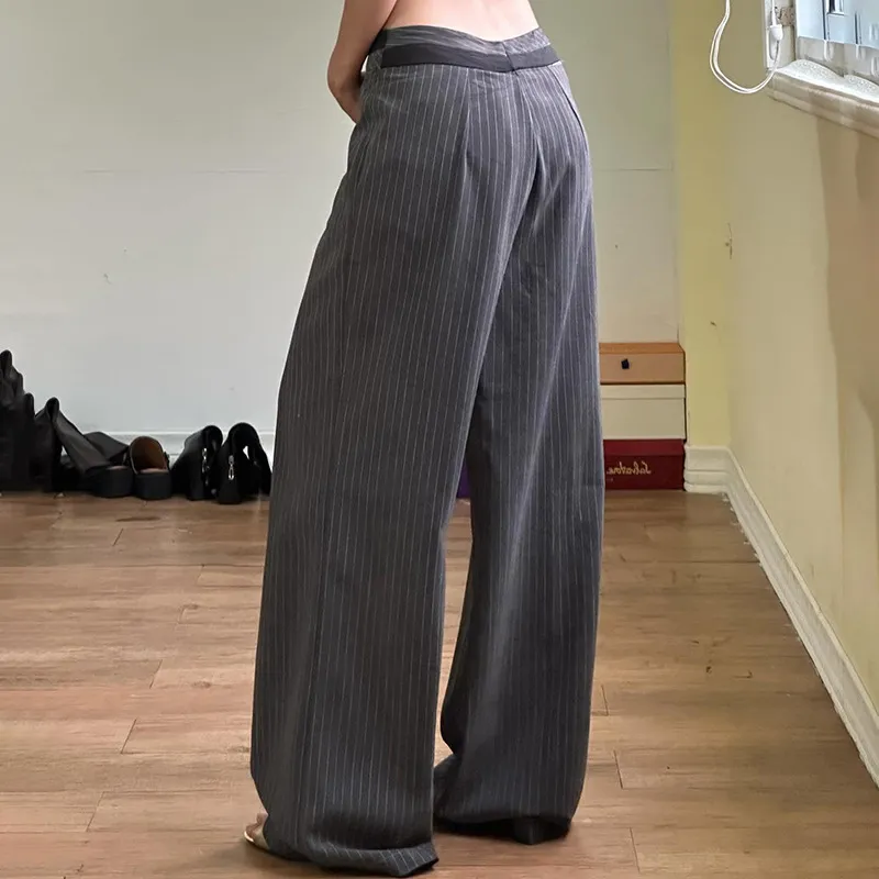 Casual Loose Straight Leg Suit Trousers Women-2
