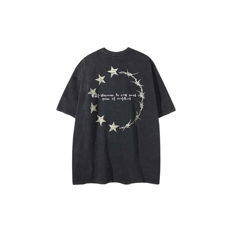Street Loose Cotton Blended Fabric T Shirt-5