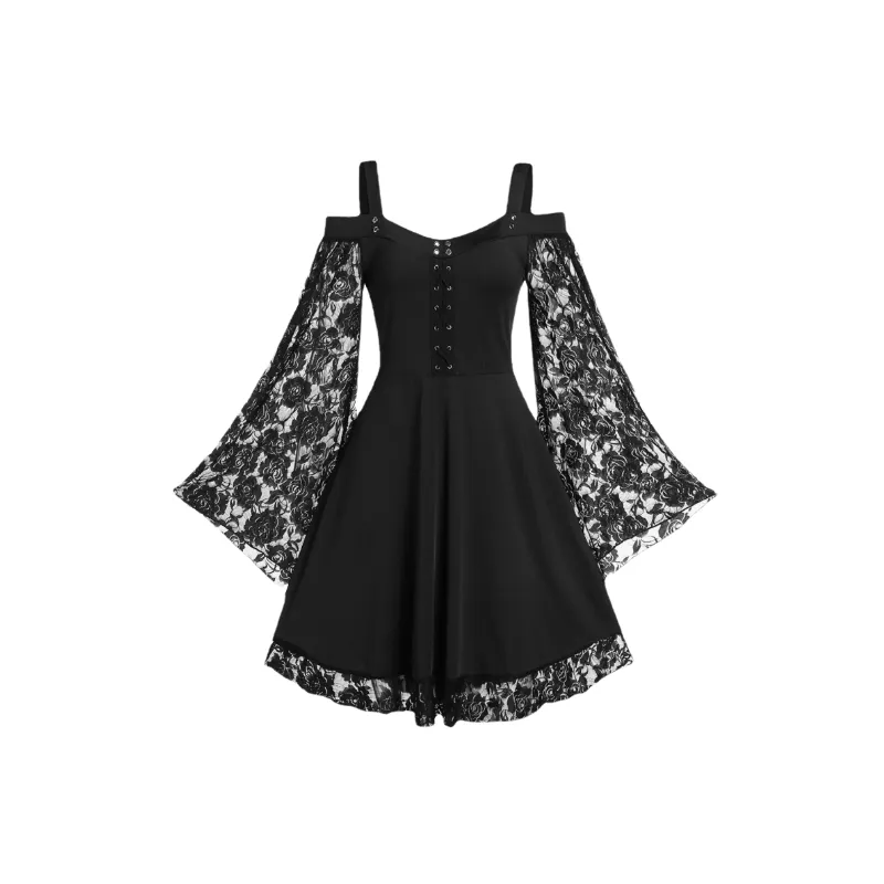 Fashionable Retro Lace Dress Women-1