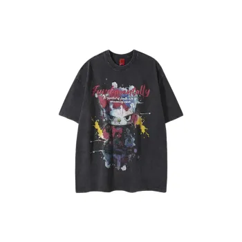 Retro Washed Cotton Blended Fabric T Shirt