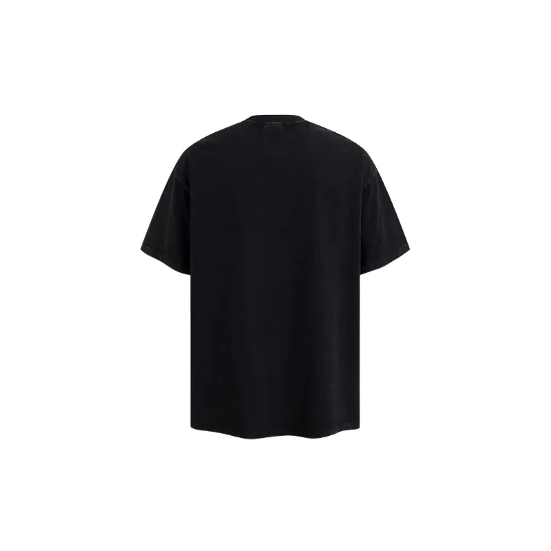 Retro Distress Cotton Blended Fabric T Shirt-1