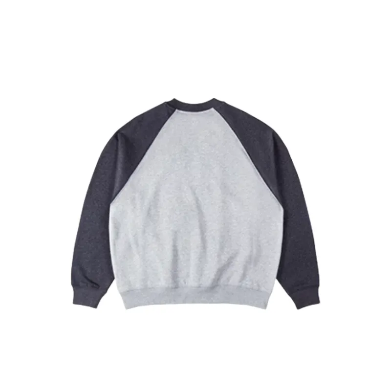 Fleece lined Raglan Sleeve Crew Neck Loose Sweatshirt-1