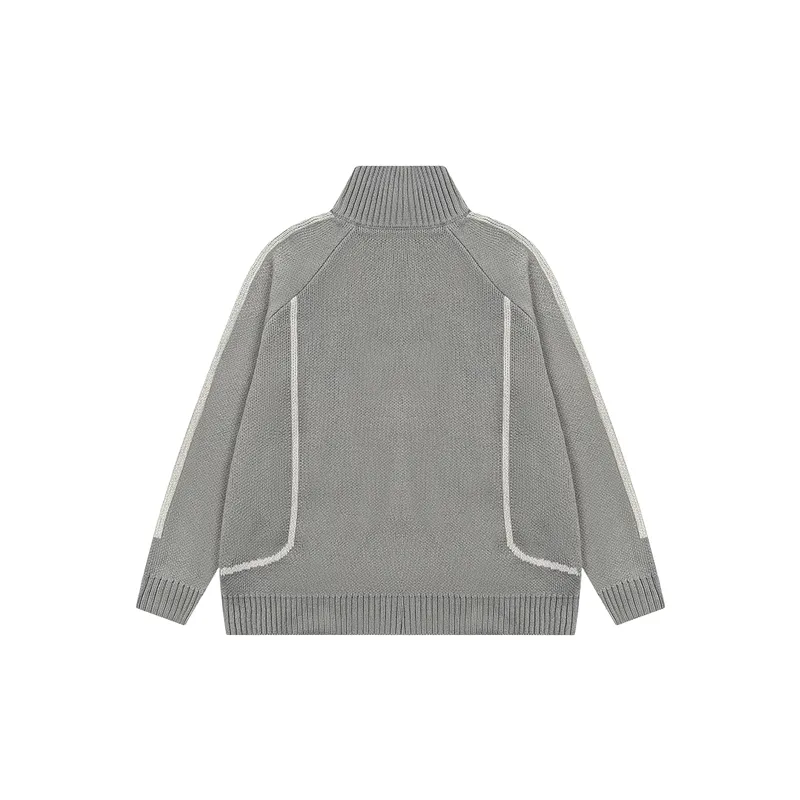 Zipper Embroidery Cotton Blended Fabric Knitwear-3