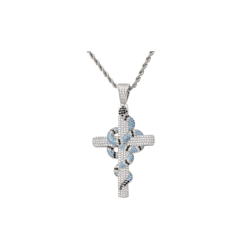 Vintage Snake Pattern Cross Pendant