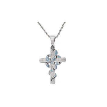 Vintage Snake Pattern Cross Pendant