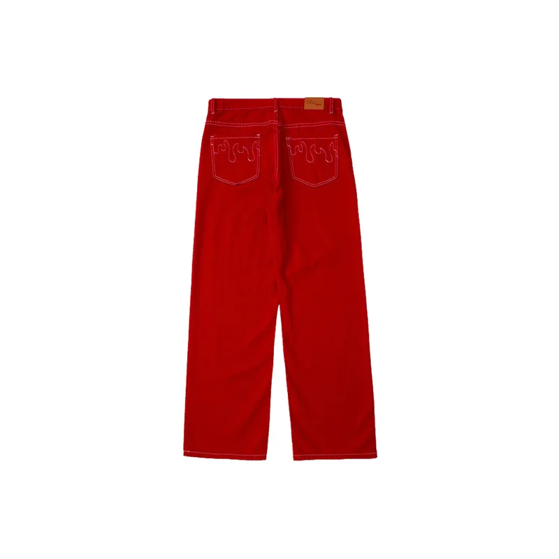 Embroidery Straight Leg Jeans-5