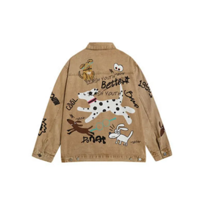 Hip Hop Print Denim Jacket-4
