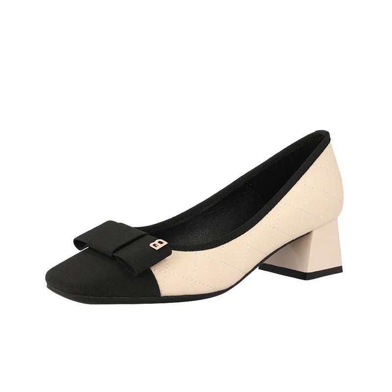 Retro Contrast Color High Heels-3