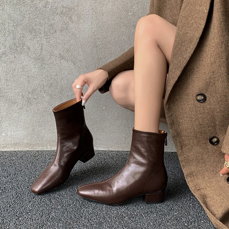 Simple Plain Ankle Boots-1