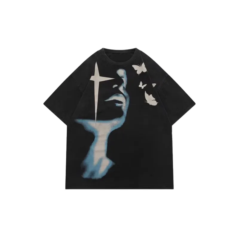 Designers, Men's And Women's Style, American Fashion Brand Washed Old Printed Short Sleeve Men's T shirt, Hot Sale-0