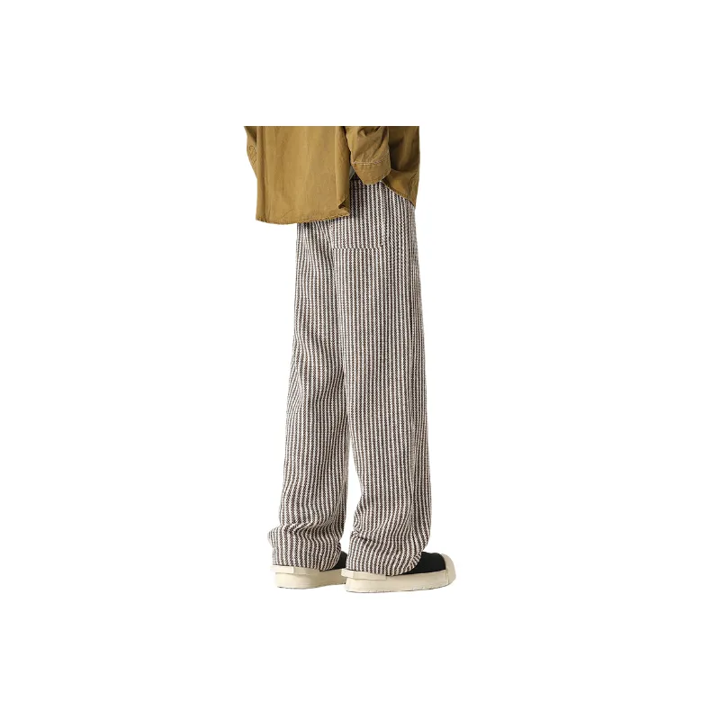 Fashionable Striped Cotton Blended Fabric Casual Pants-4