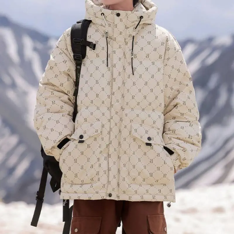Fashionable Simple White Duck Down Jacket-11