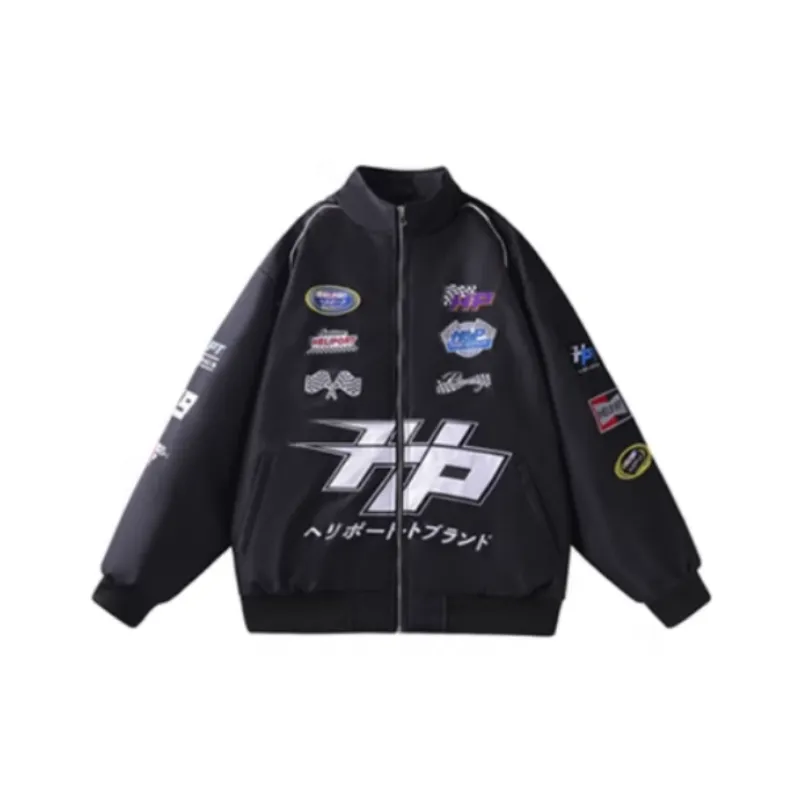 HELIPORT Apron Black And White Color Matching Long sleeved Loose Casual All match Color Contrast Round Neck T shirt-0