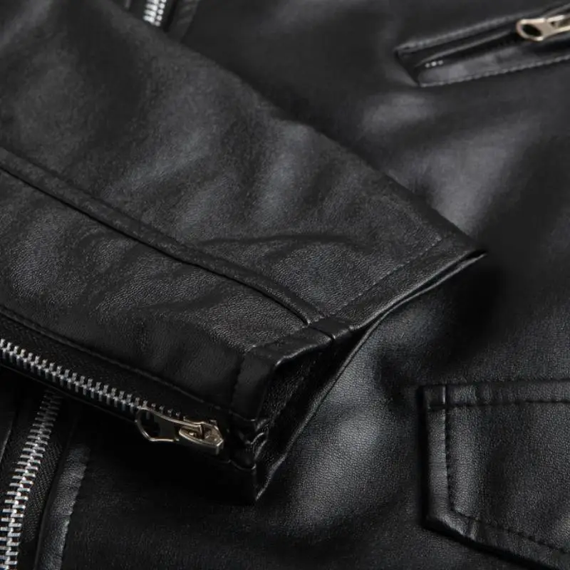 Fashionable Simple Leather Jacket-3