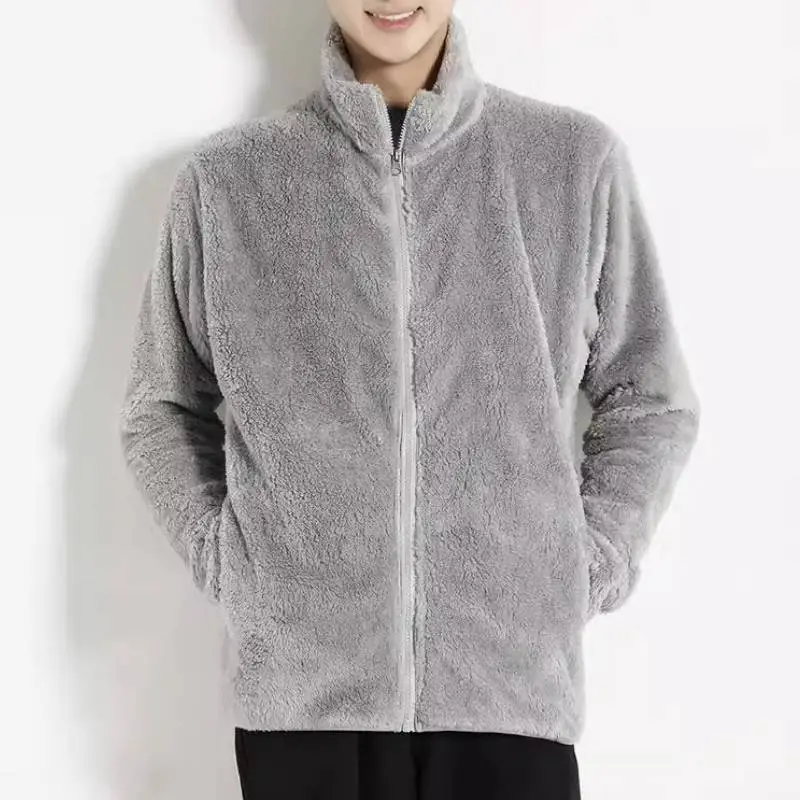 Basics Loose Polar Fleece Velvet Jacket-4