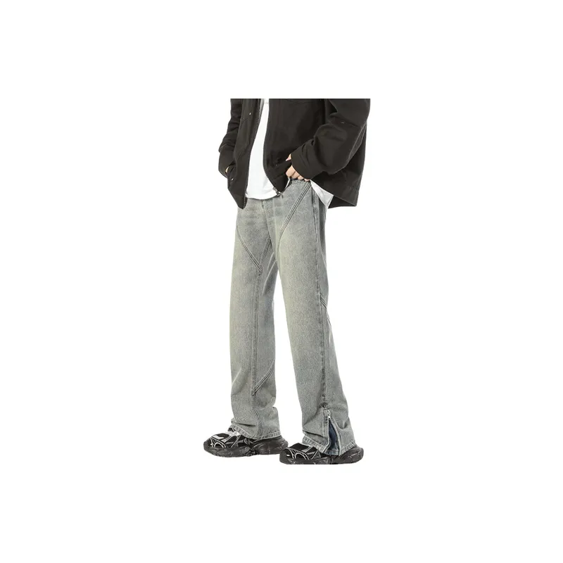 Washed Straight Leg Jeans-2
