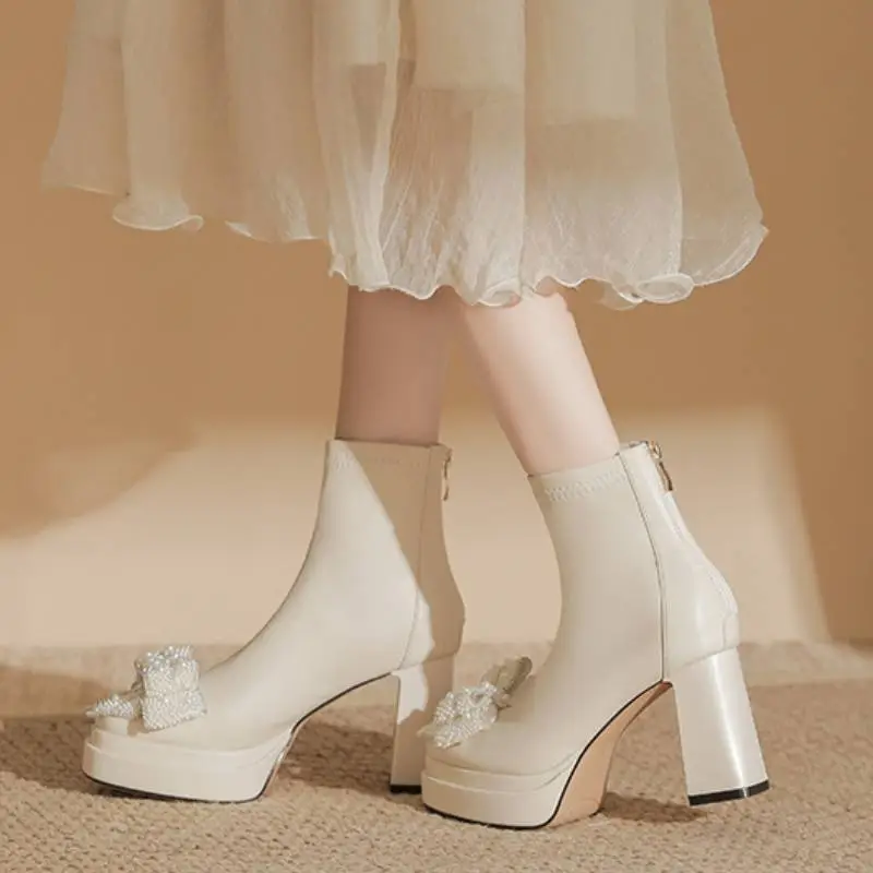 Simple Rhinestone High Heels-5