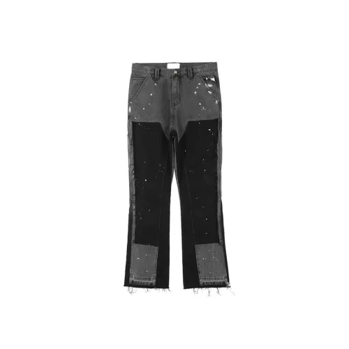 High Street Washed Distressed Patchwork Jeans