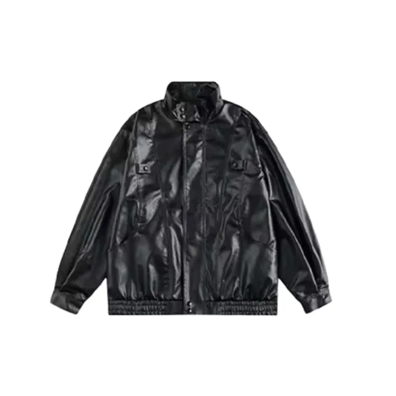 Loose Casual Leather Jacket-0