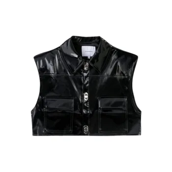 Street Leather Niche Lapel Metal Buckle Cardigan Undershirt