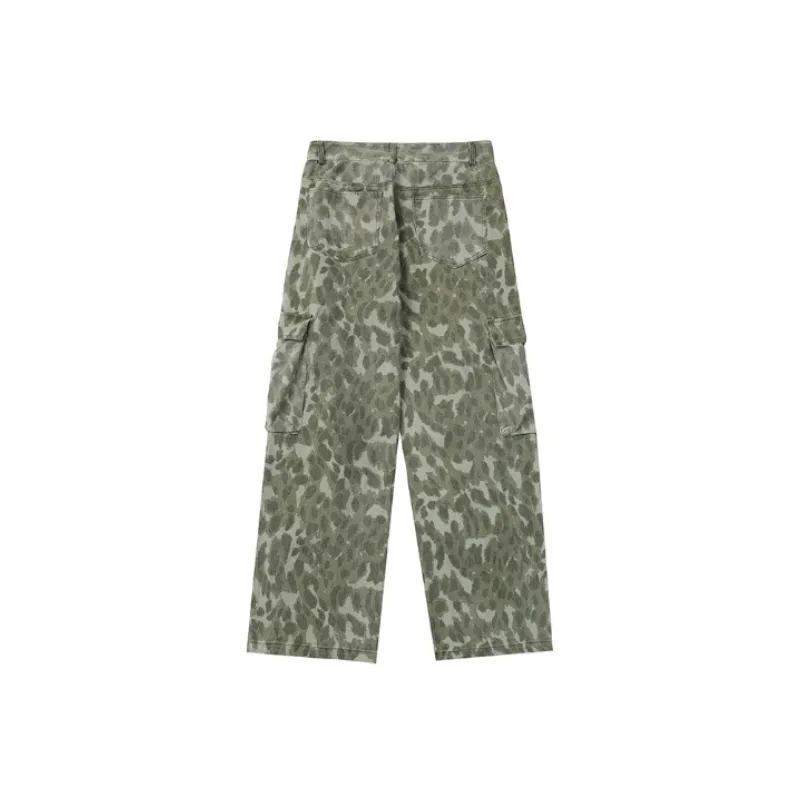 Washed Leopard Print Overalls-5
