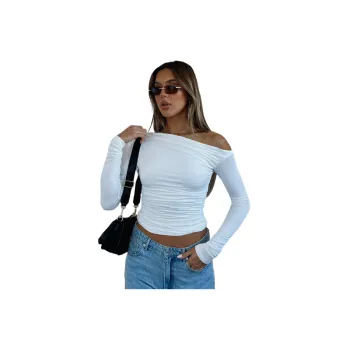 Simple Plain Polyester T Shirt Women