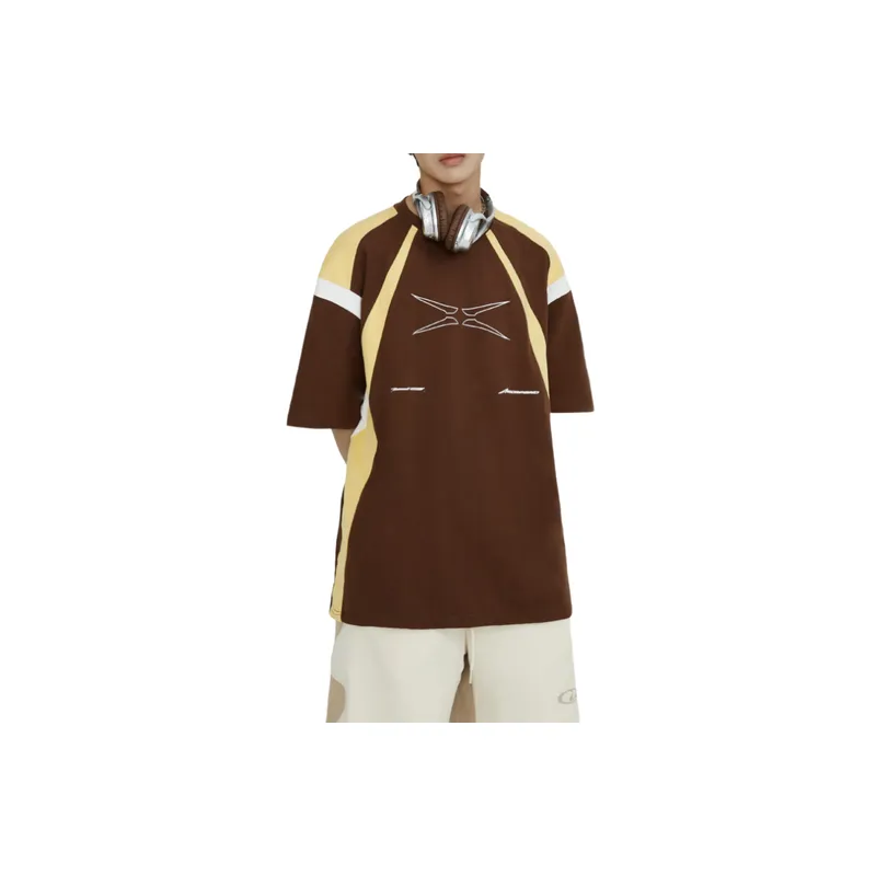 Printing Color Splicing Short Sleeve T shirt-2