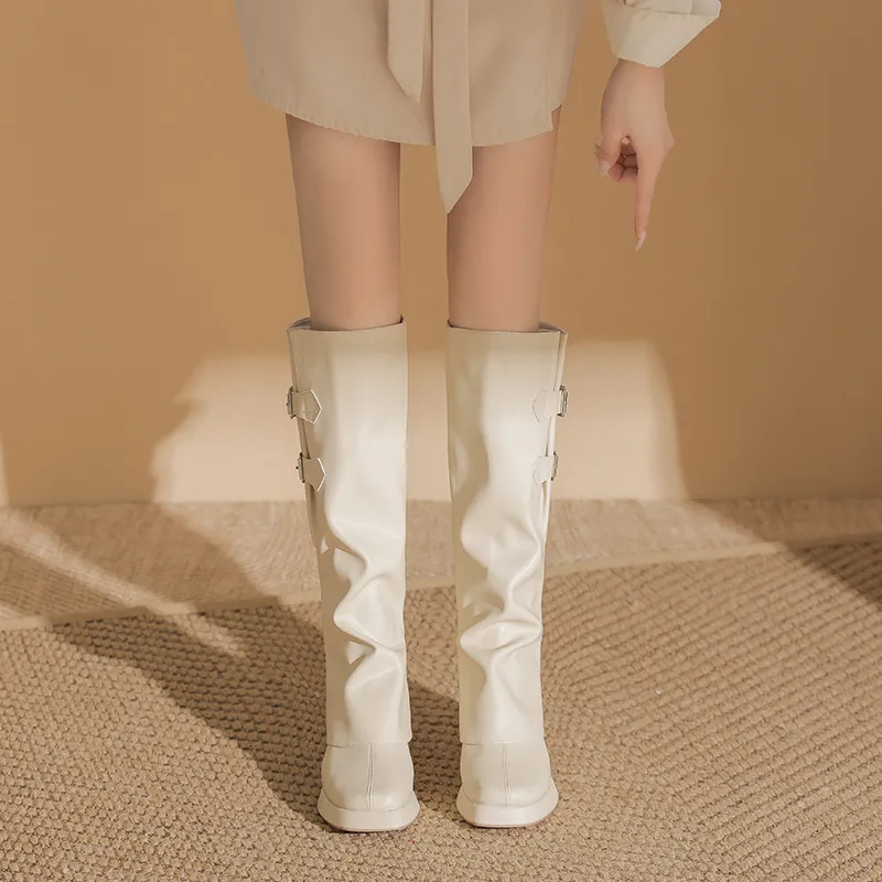 Fashionable Plain Knee High Boots-5