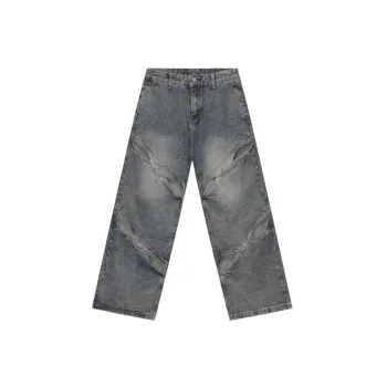 Retro Irregular Split New Style Straight Leg Wide Jeans
