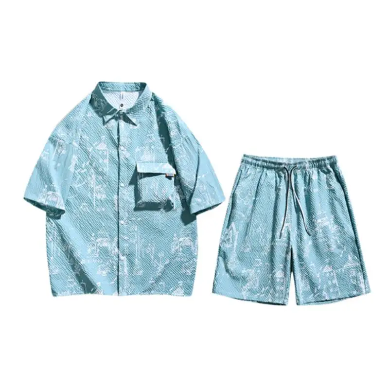 Five Point Sleeve Shirt And Pants Large Size Set