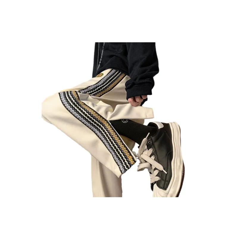 Casual Loose Zipper Woolen Trousers-3