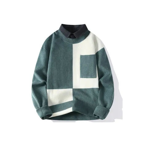 Fake Two-piece Fleece and Thickened Shirt Collar Sweater