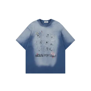 Retro Cartoon Cotton Blended Fabric T Shirt Unisex