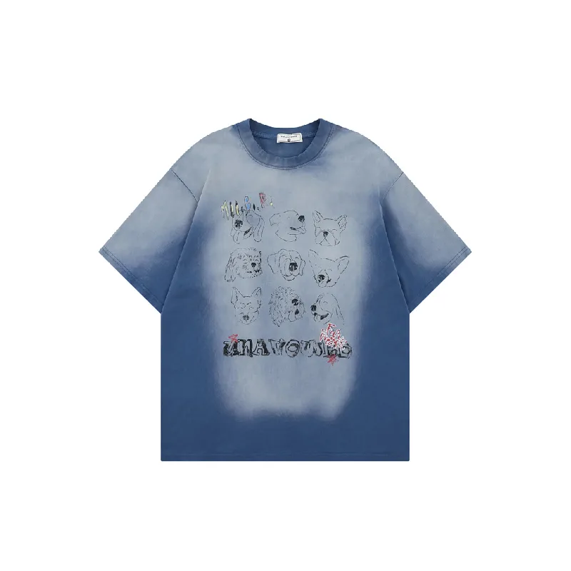 Retro Cartoon Cotton Blended Fabric T Shirt Unisex-2