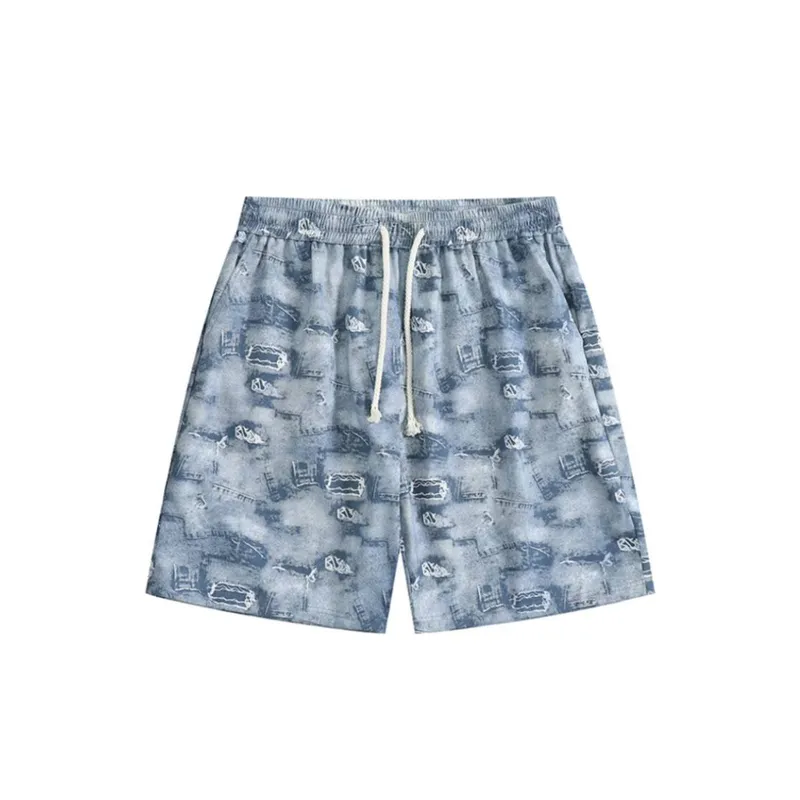 Loose Casual Five Point Baggy Beach Shorts-5