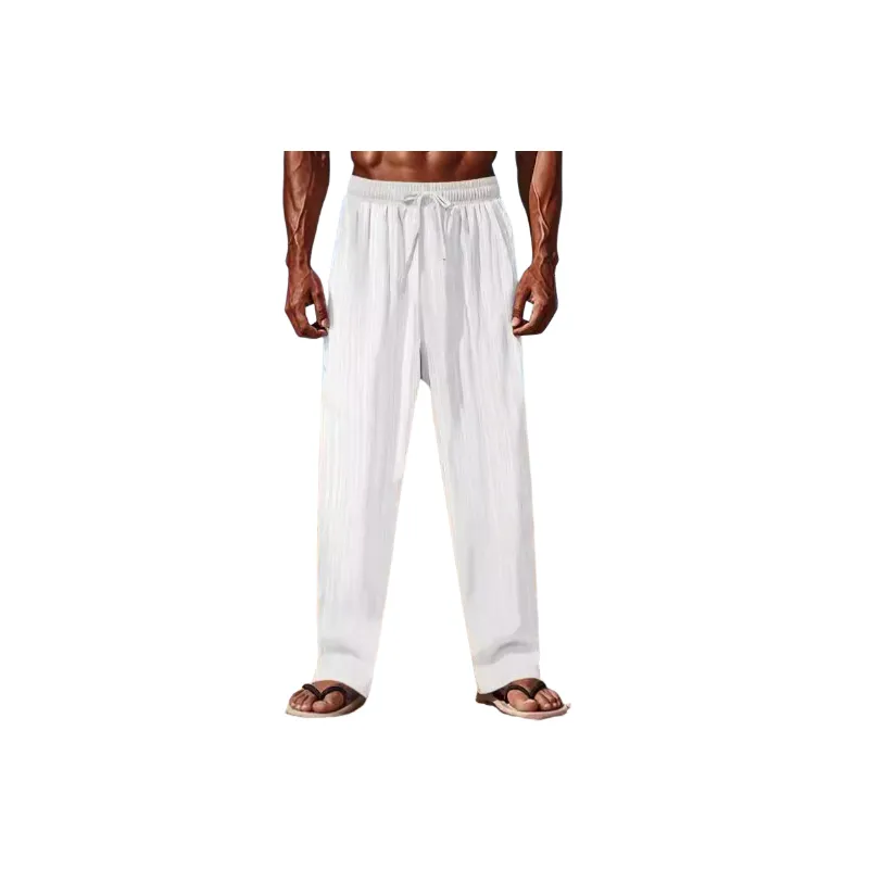 Loose Plain Linen Casual Pants-12