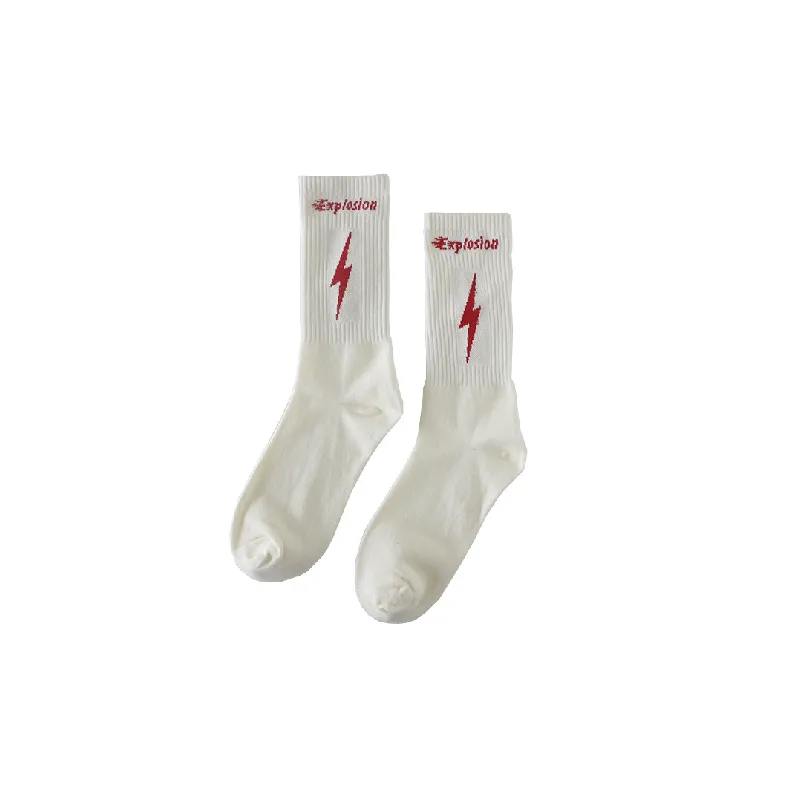 Sporty Plain Combed Cotton Mid Calf Sock-2