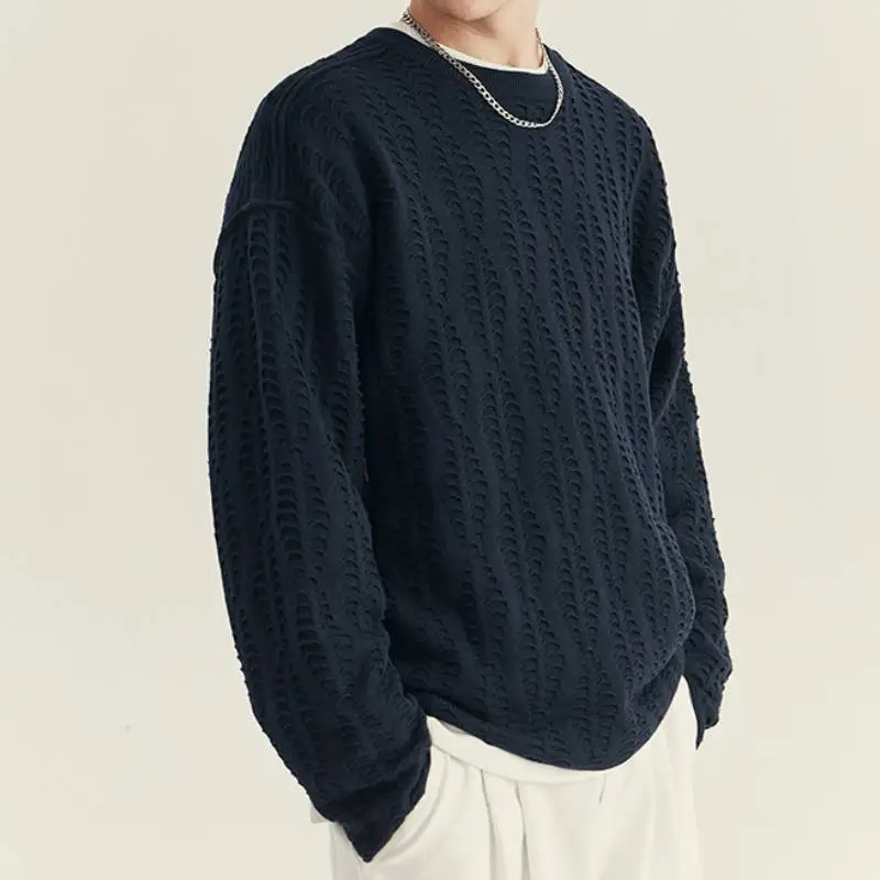 Fashionable Loose Cotton Sweater-1