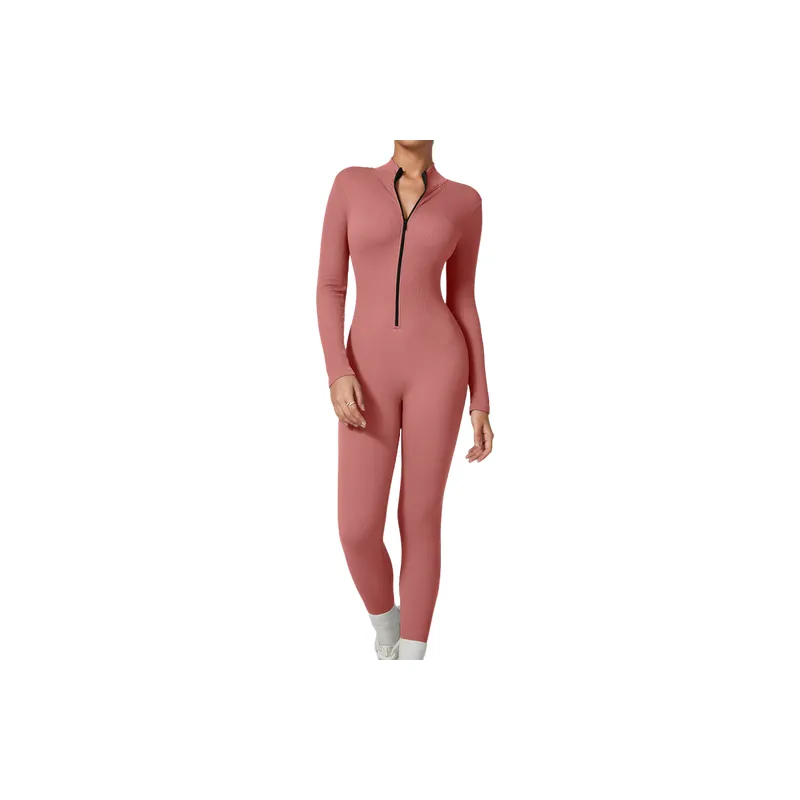 Basics Zipper Blended Synthetic Fabrics Bodysuit Women-2