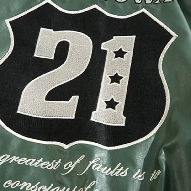 Embroidery Fashionable Leather Jacket-9