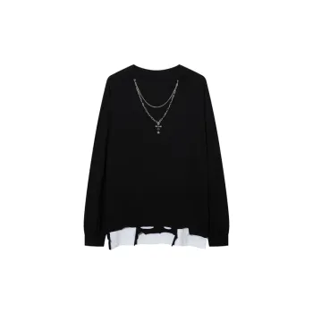 Street style Cut out Solid Color T shirt