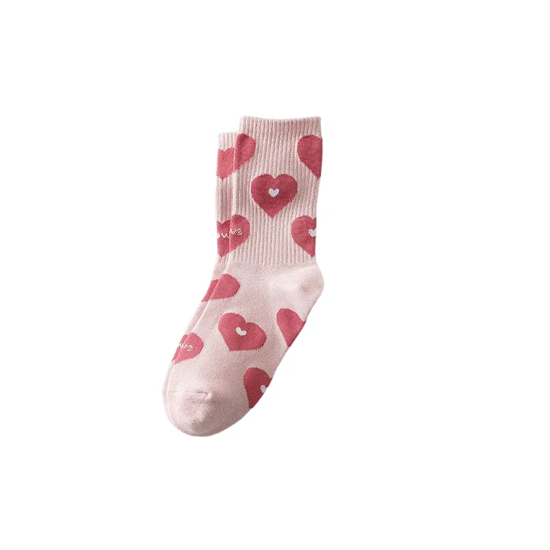 Casual Heart Blended Fabric Mid Calf Sock-0