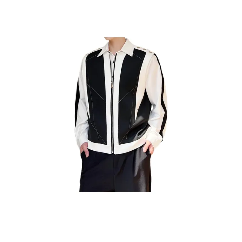 Casual Black and White Contrast Jacket-1