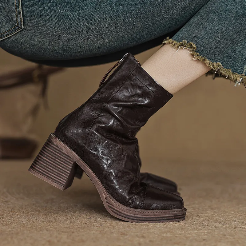 Retro Zipper Ankle Boots-2